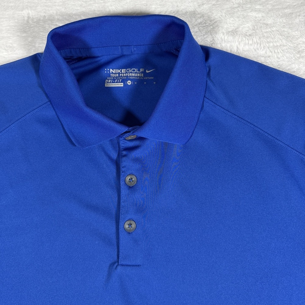 Nike Golf Polo Dri Fit Tour Performance Blue Short Sleeve Athletic Mens M - Picture 1 of 11